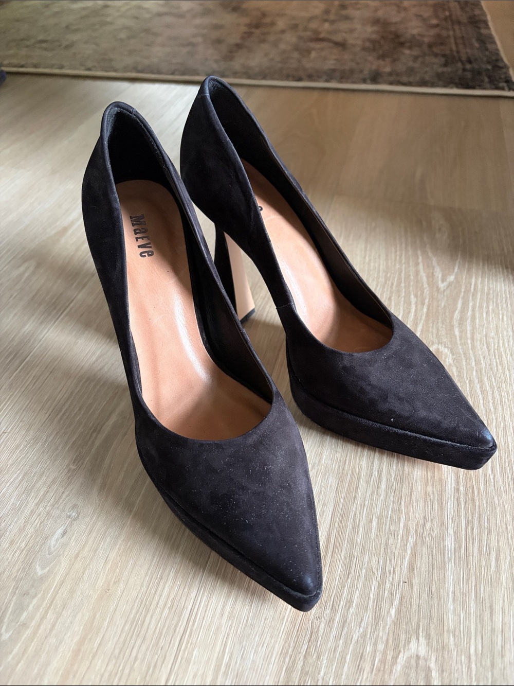 NWT Maeve Black Suede Pointed Toe Stiletto Heels
